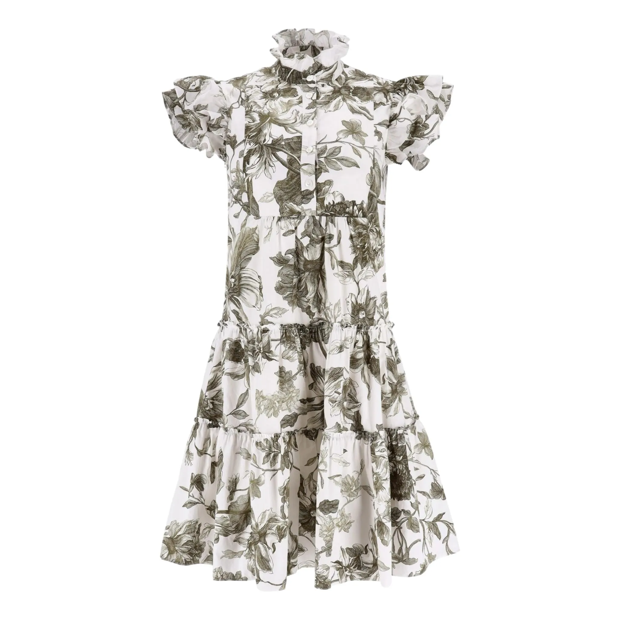 Erdem Floral Print Cotton-Poplin Dress. Size 4UK