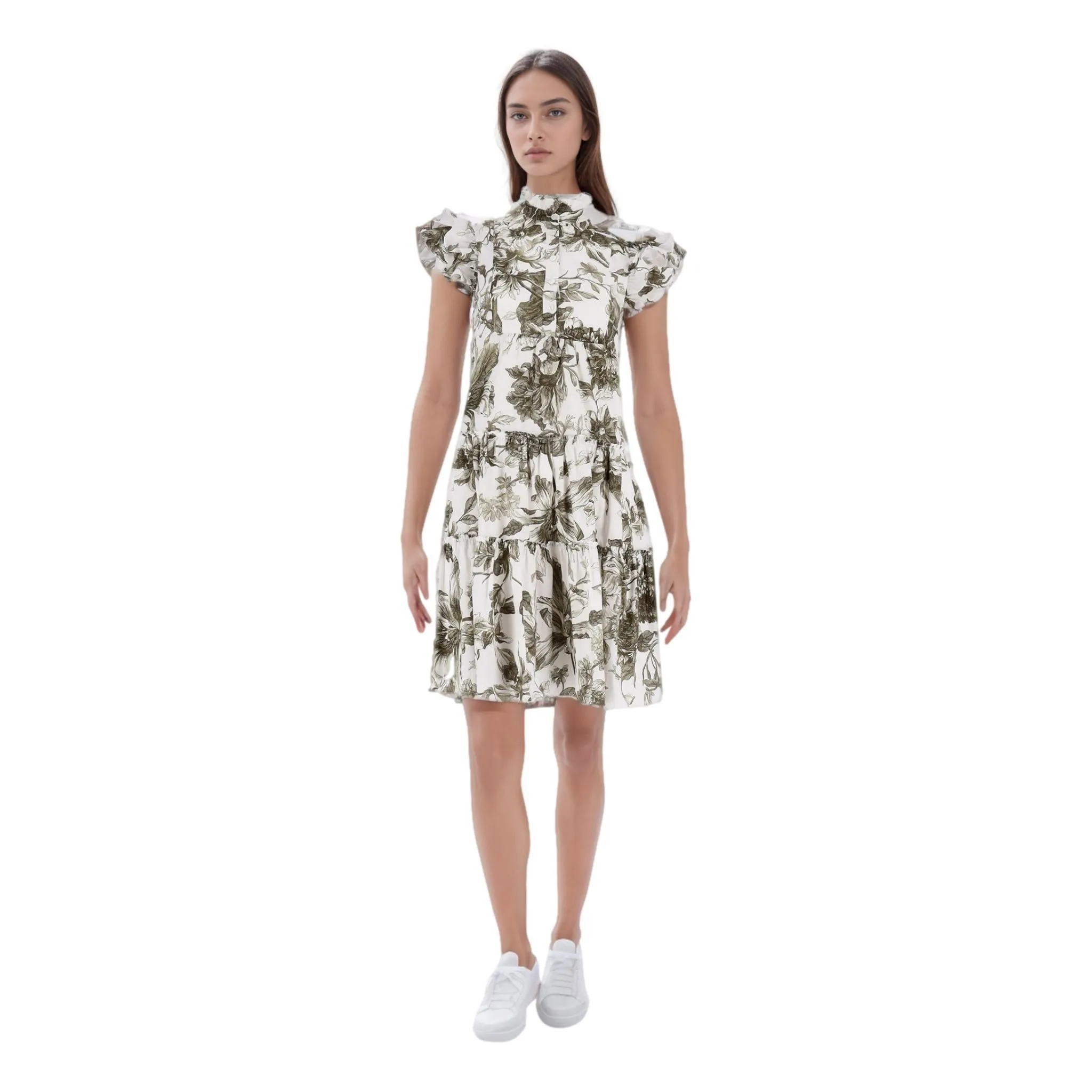 Erdem Floral Print Cotton-Poplin Dress. Size 4UK