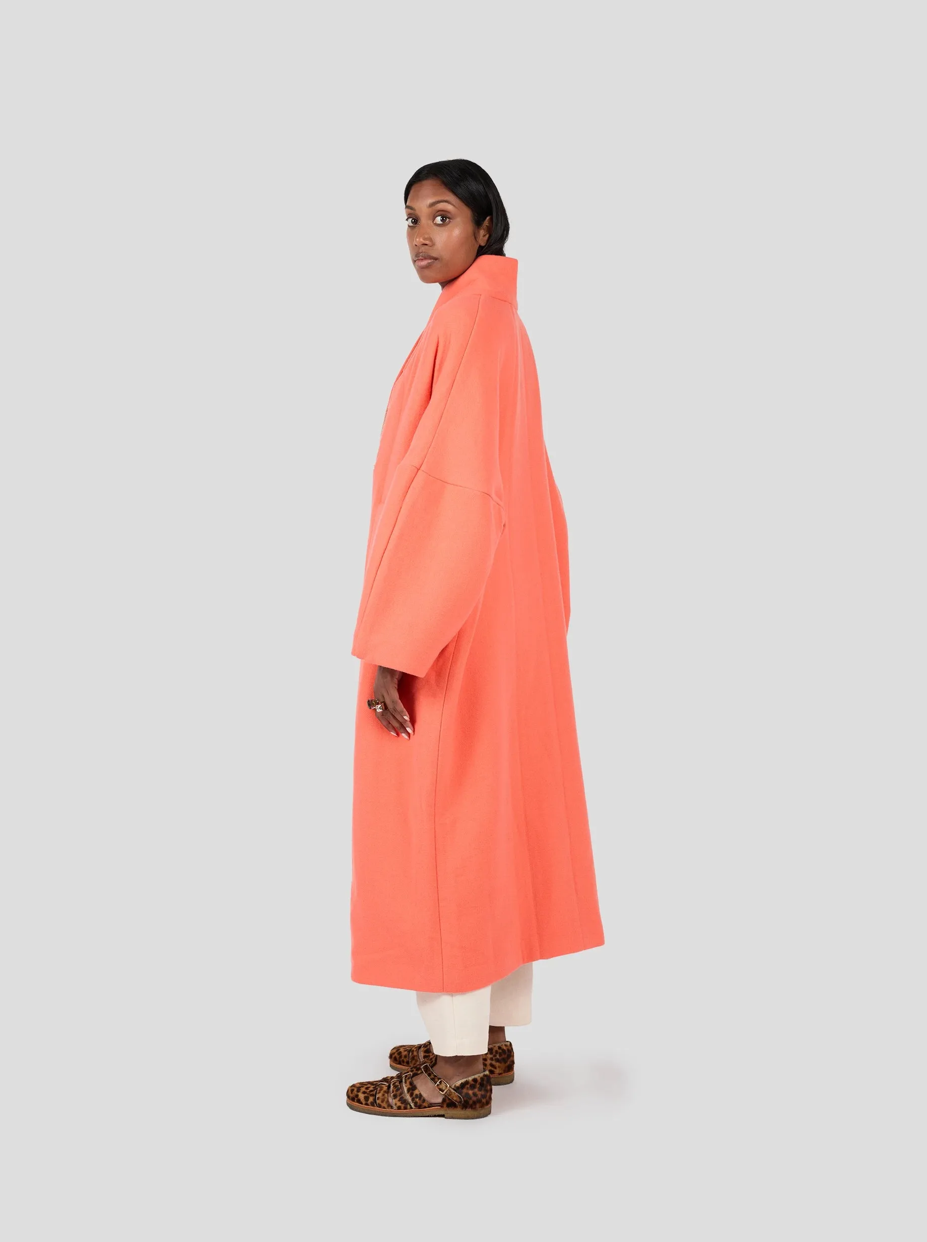 Eren Coat in Reef Orange Woolen Cashmere