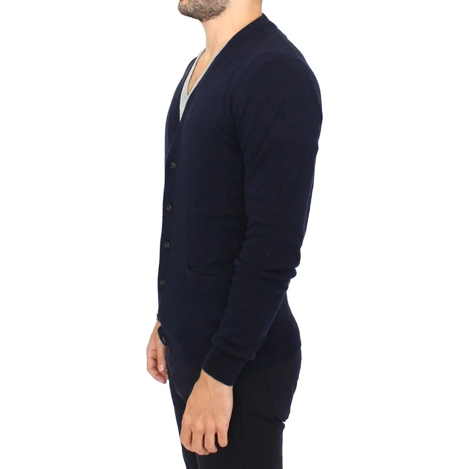 Ermanno Scervino Chic Blue Wool Blend Cardigan Sweater