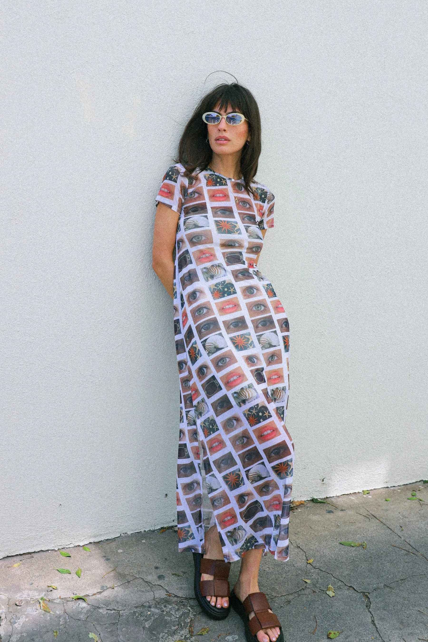 Face Print Midi Dress