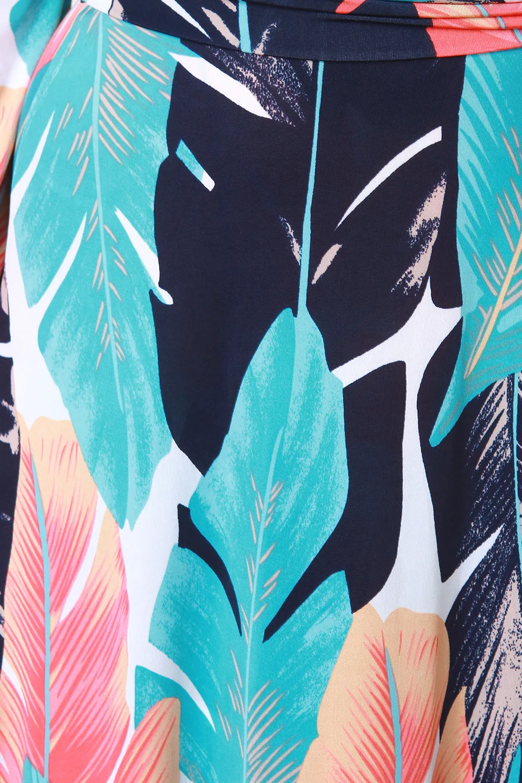 Feather Print Surplice Maxi Dress