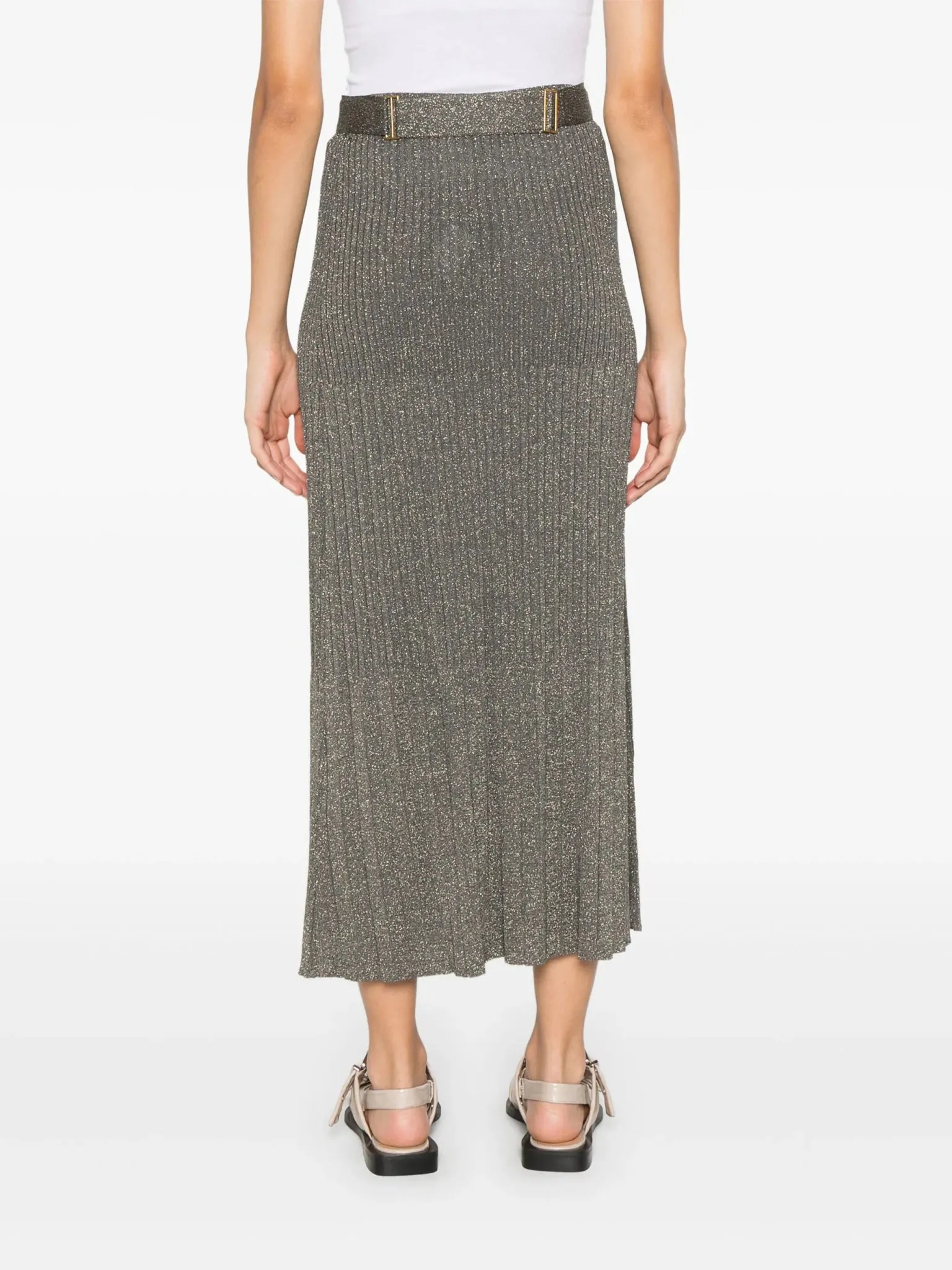 fine-knit lurex midi skirt