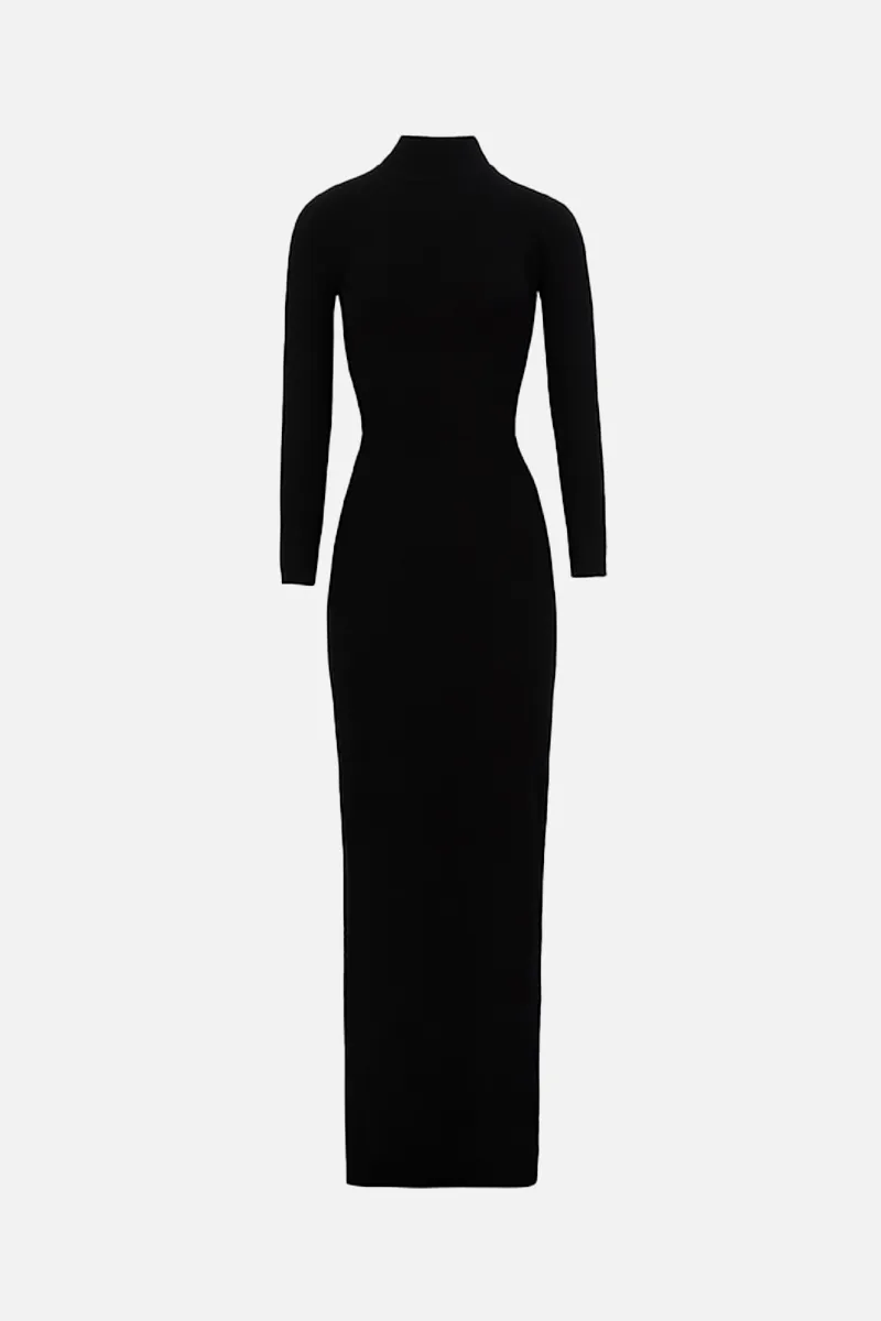 Fine Knit Ultra Maxi Dress - Black