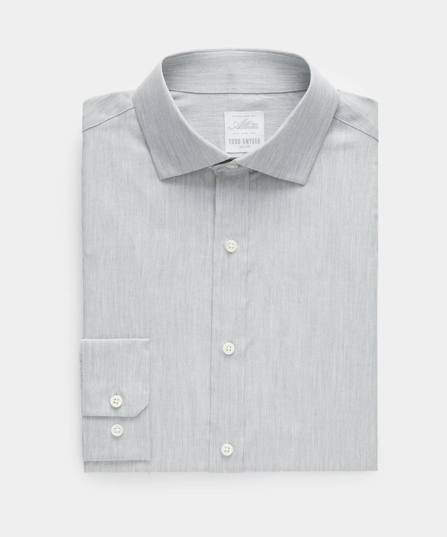 Flannel Spread Collar Dress Shirt in Light Grey