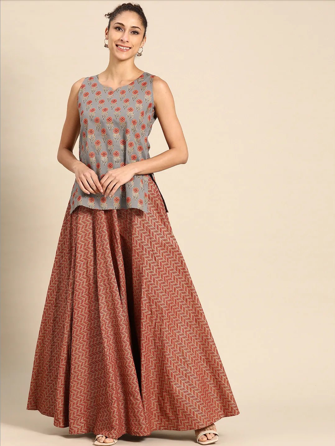 Flared Skirt with Short Kurti