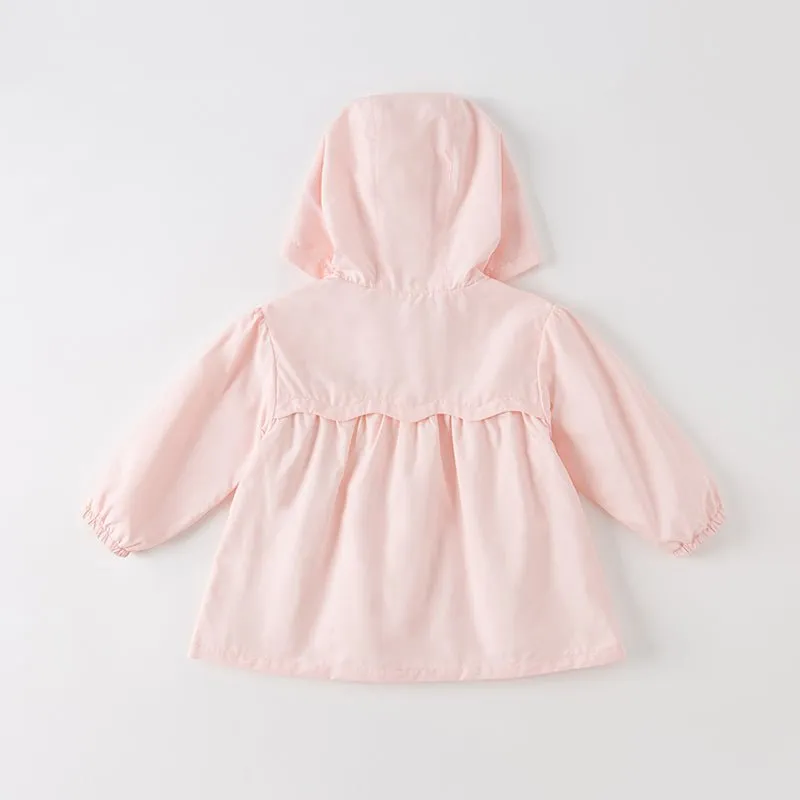 Flying Butterfly Girl Zip Up Pink Hooded Coat