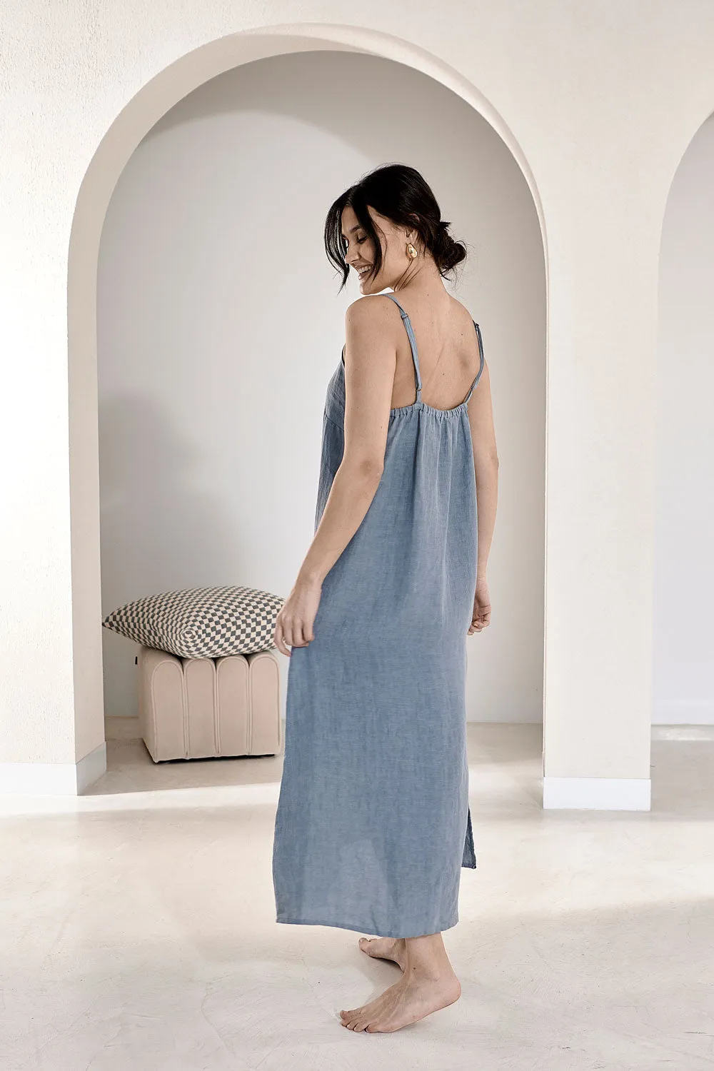 Fundamental Linen Midi - Blue