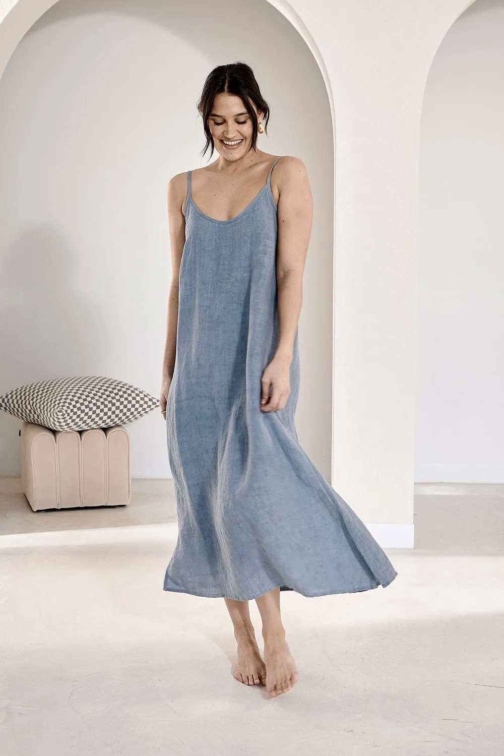 Fundamental Linen Midi - Blue