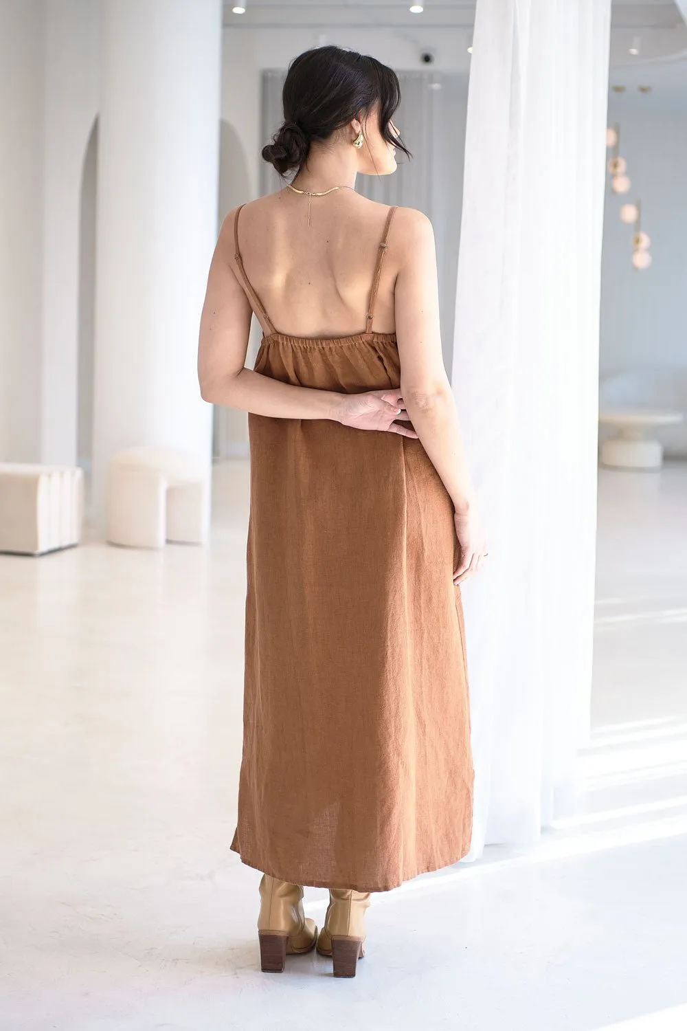 Fundamental Linen Midi - Nutmeg