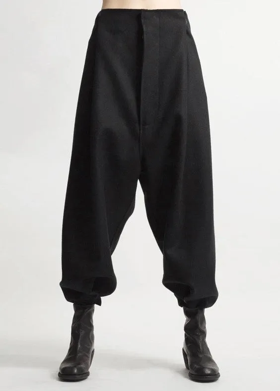 Futuristic Woolen Trousers / Drop Crotch Harem-Big Carrot Pant