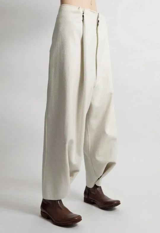 Futuristic Woolen Trousers / Drop Crotch Harem-Big Carrot Pant