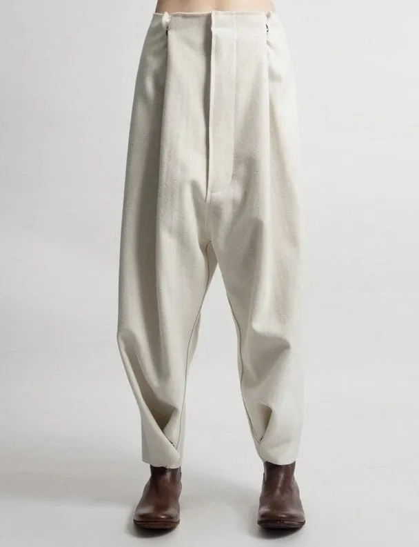 Futuristic Woolen Trousers / Drop Crotch Harem-Big Carrot Pant