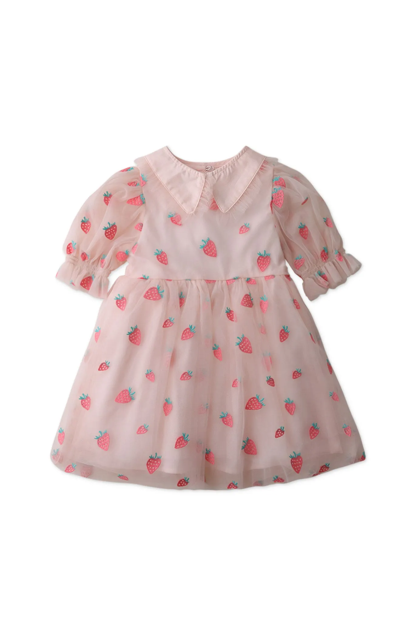 Gingersnaps Strawberry Embro on Tulle Dress  W/Detachable Collar