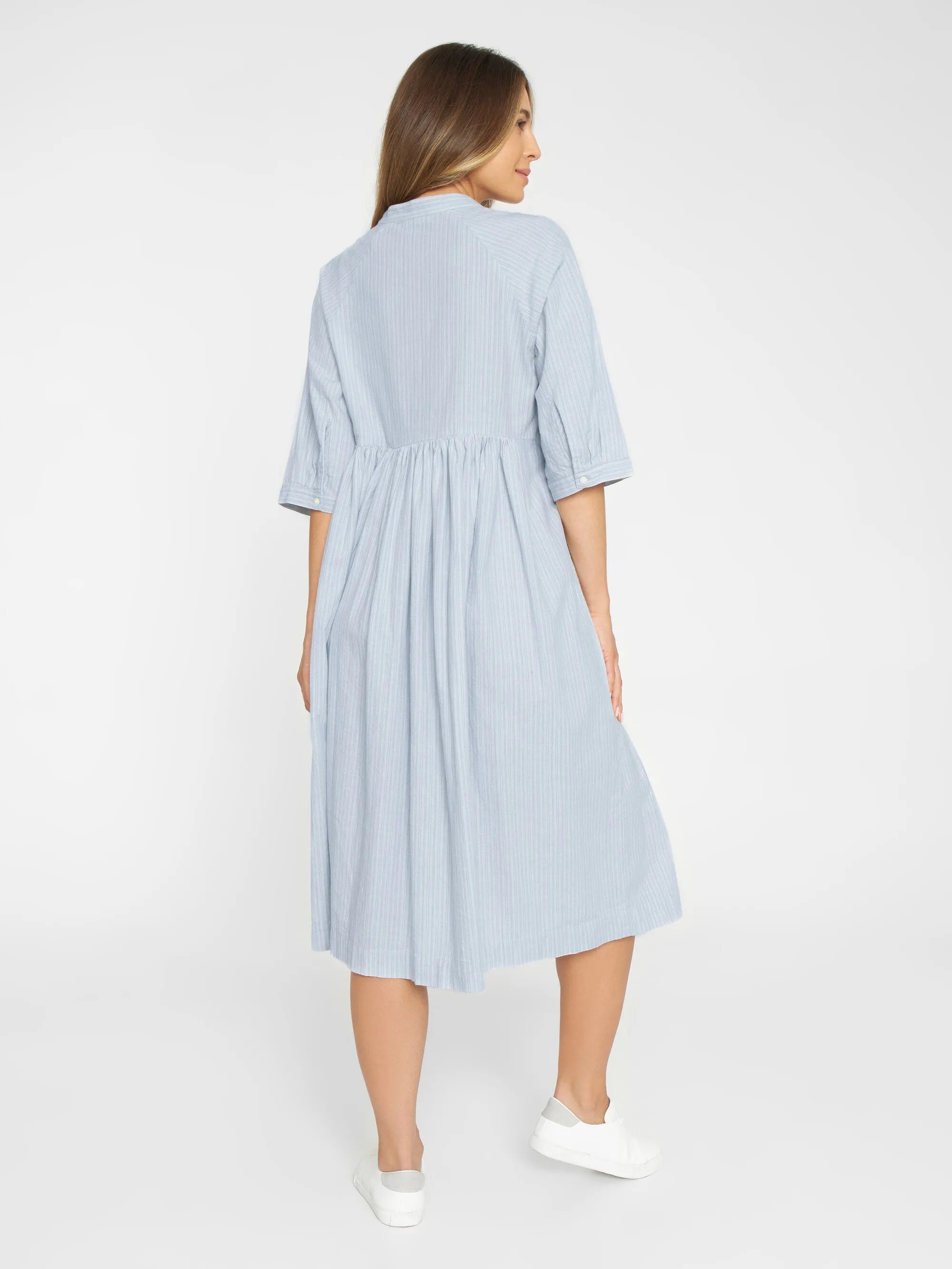 Grandad collar SS shirt dress - Stripe