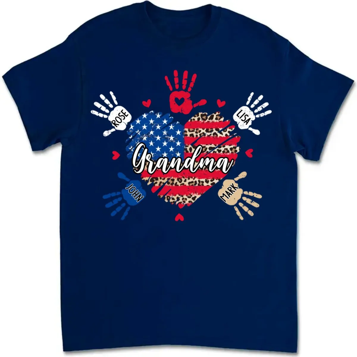 Grandma - Grandkids Heart and Hands - Personalized T-Shirt