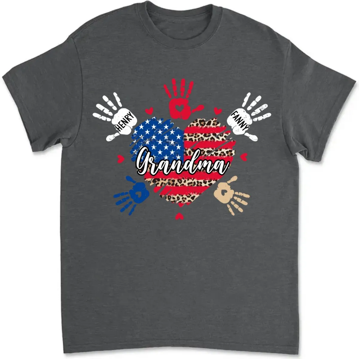 Grandma - Grandkids Heart and Hands - Personalized T-Shirt