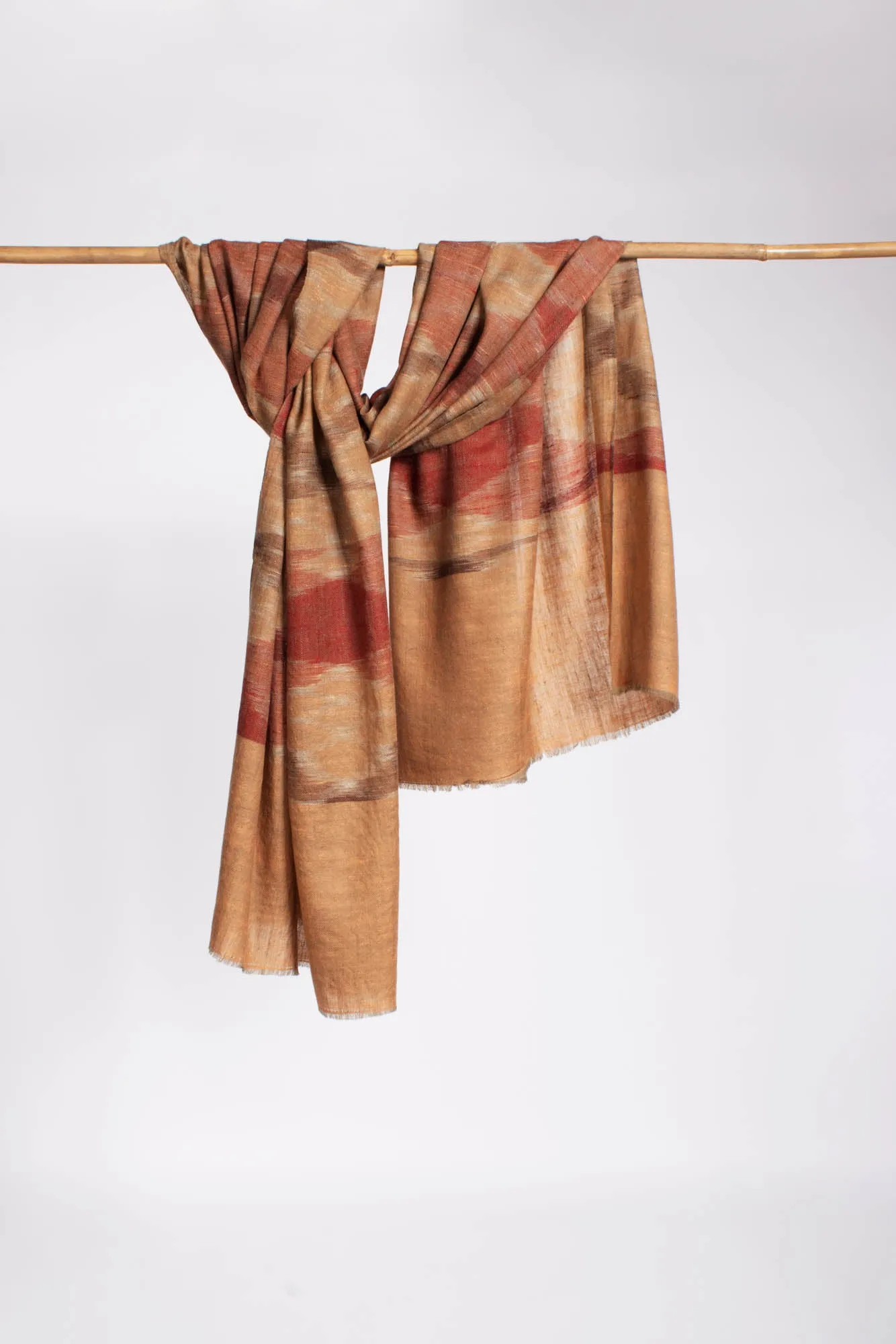 Handloomed Kashmiri Pashmina Shawl with Ikat Weaving - PEAK