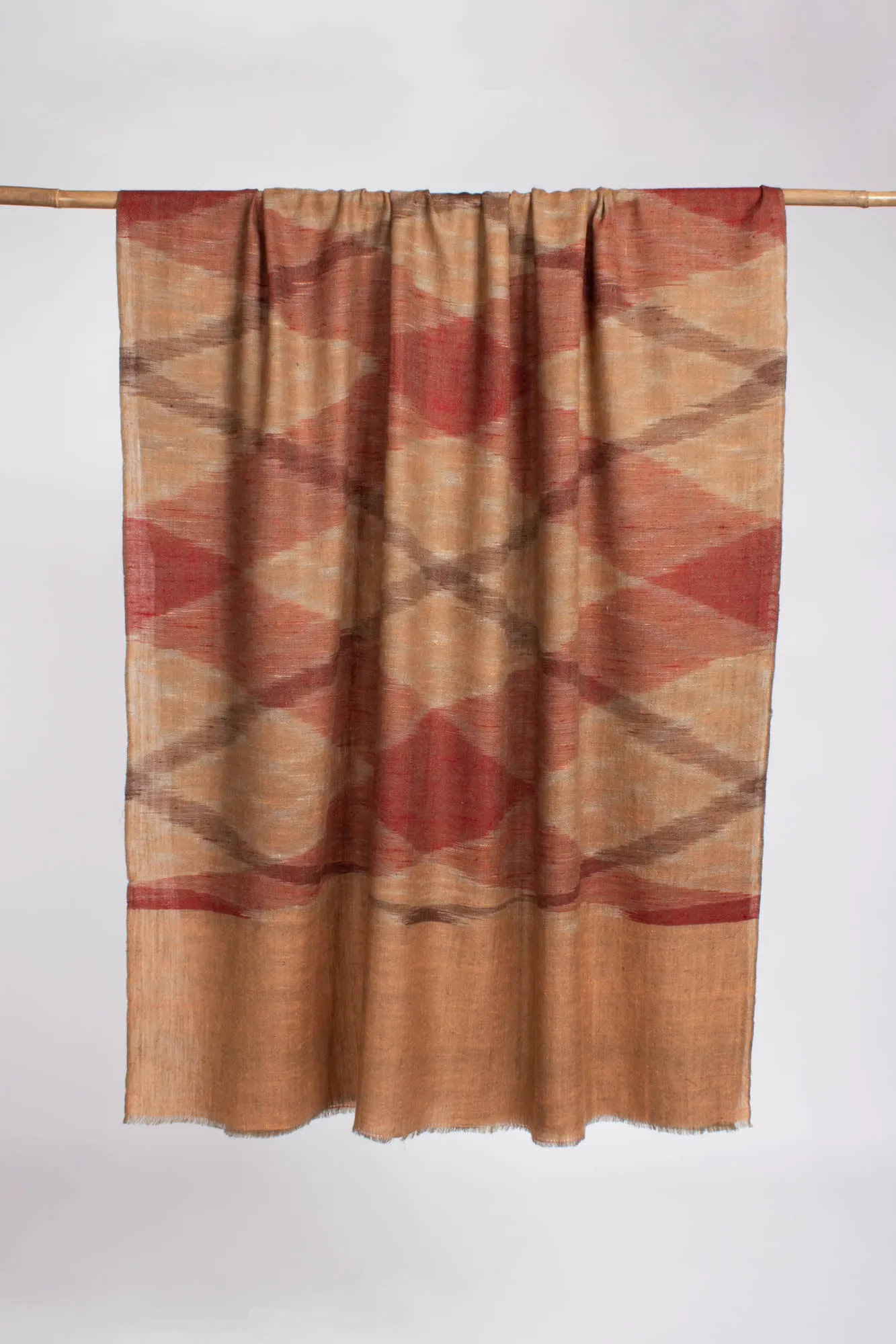 Handloomed Kashmiri Pashmina Shawl with Ikat Weaving - PEAK