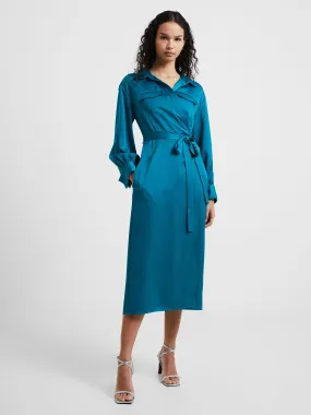 Harlow Recycled Satin Wrap Midi Dress