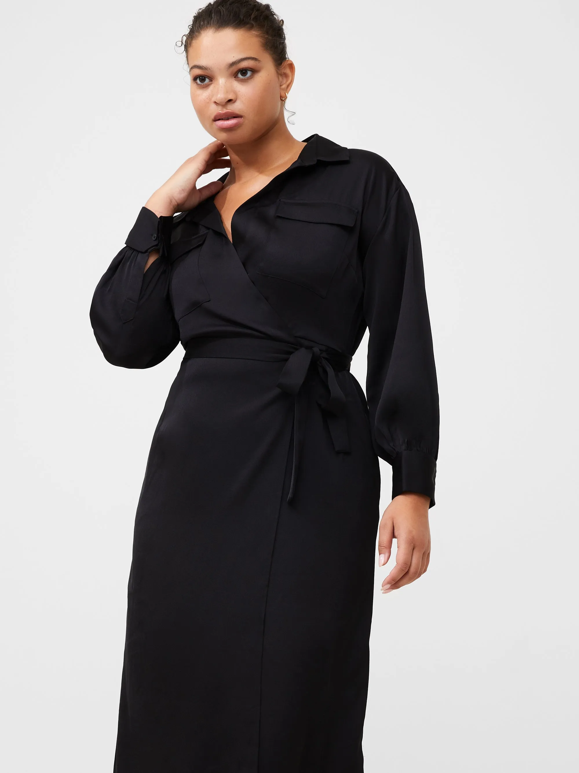 Harlow Recycled Satin Wrap Midi Dress