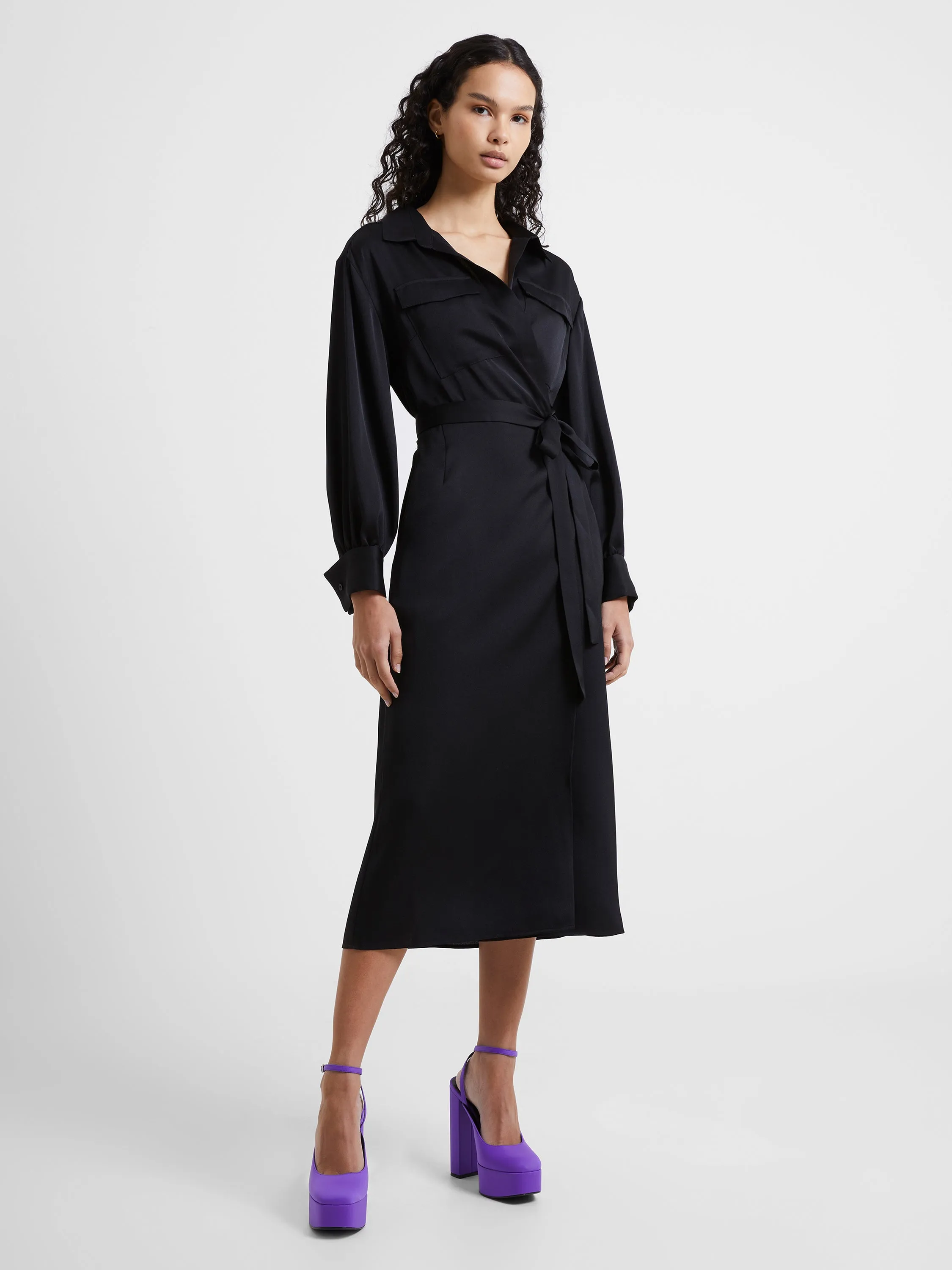 Harlow Recycled Satin Wrap Midi Dress