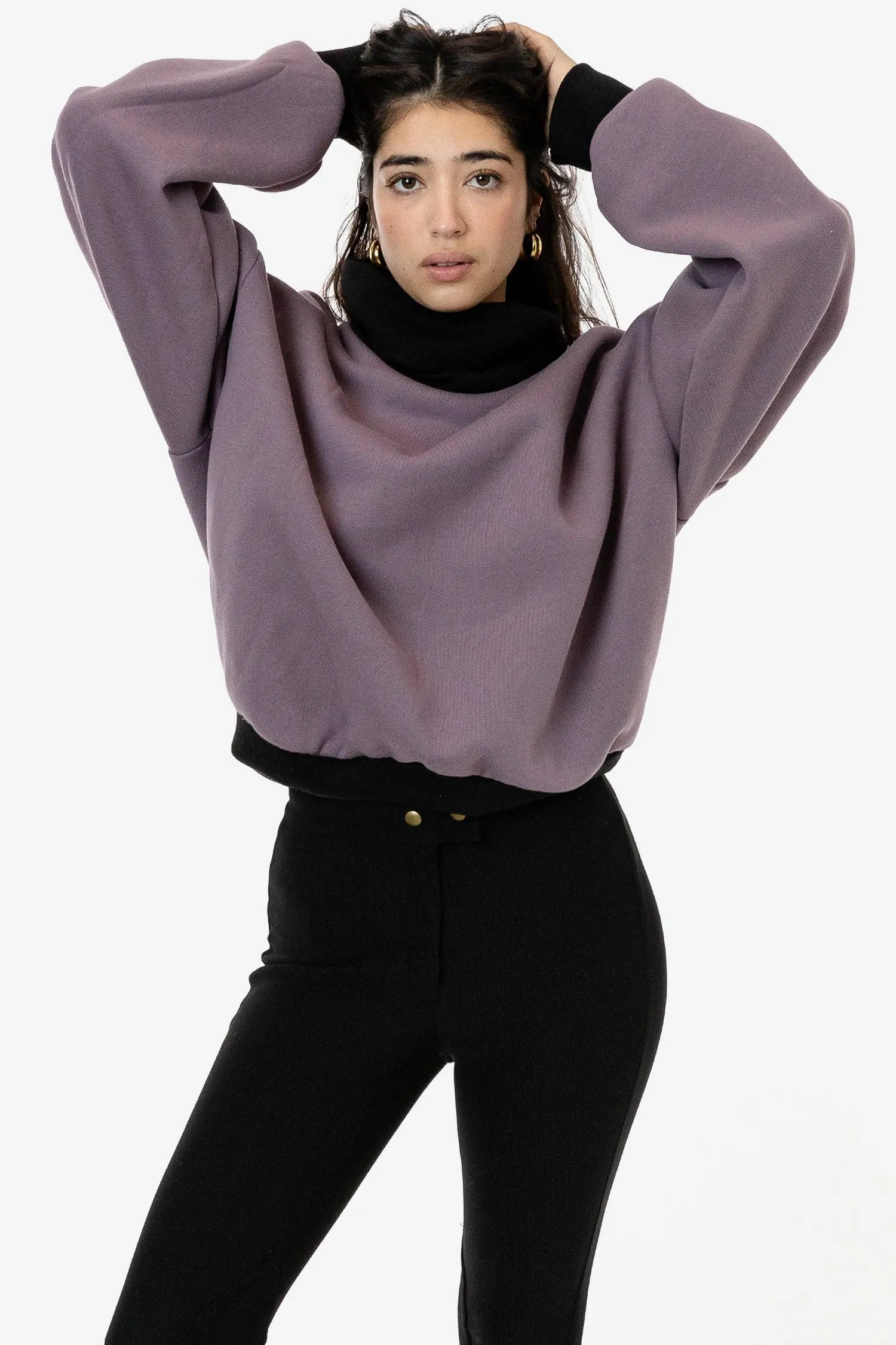 HF-313 - Heavy Fleece Oversized Turtleneck Sweater with Contrast Rib