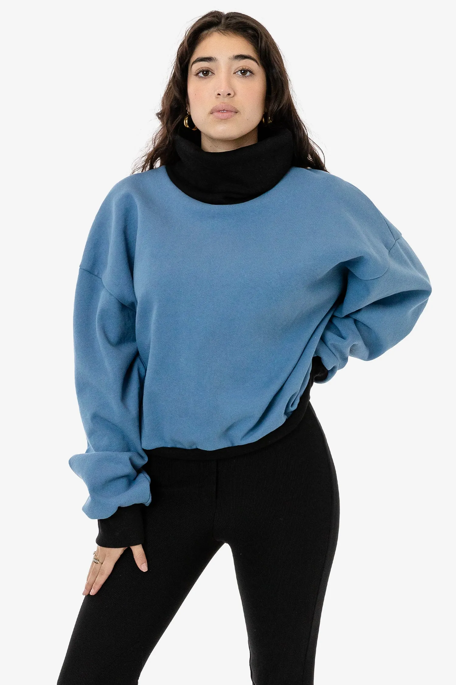 HF-313 - Heavy Fleece Oversized Turtleneck Sweater with Contrast Rib