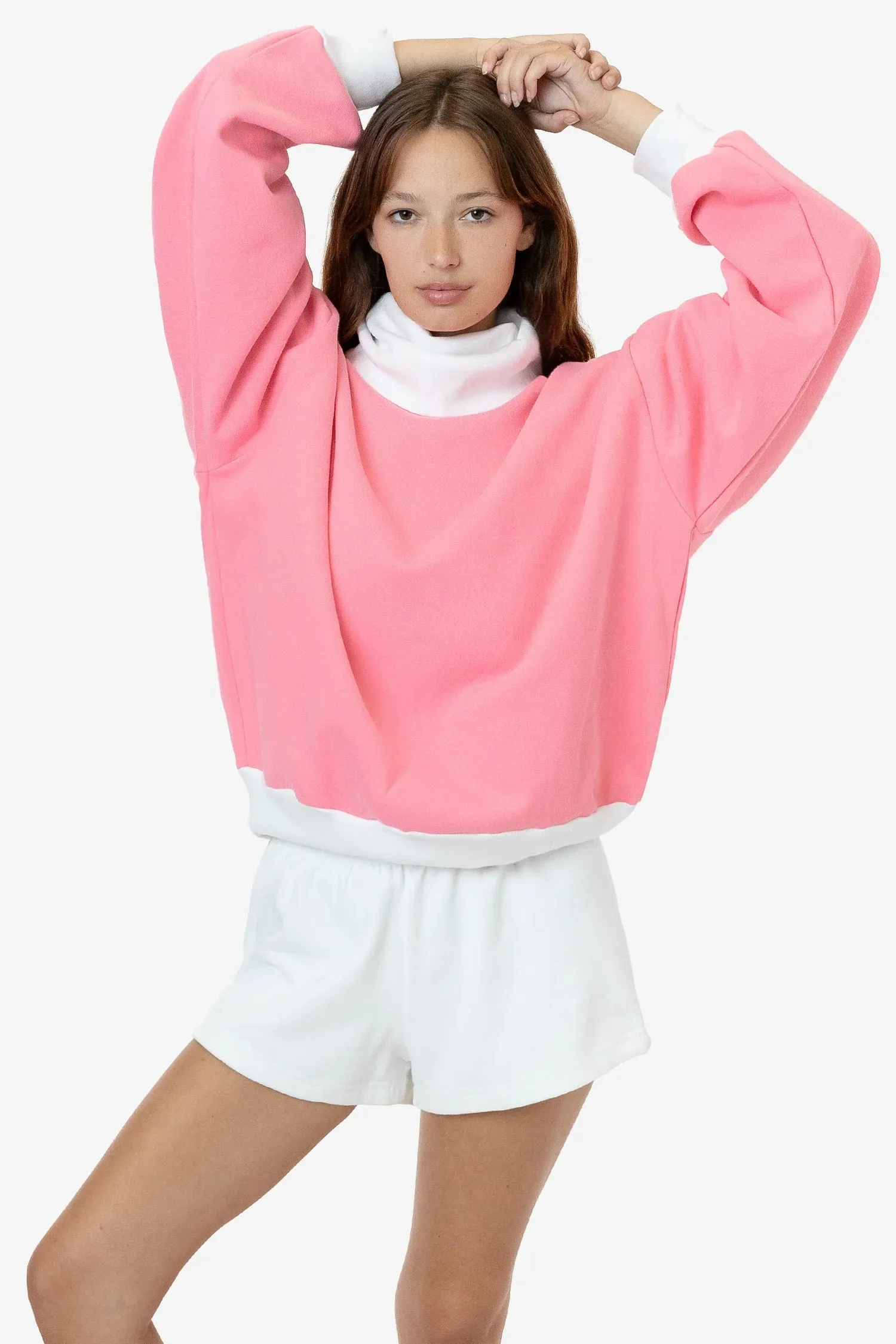 HF-313 - Heavy Fleece Oversized Turtleneck Sweater with Contrast Rib