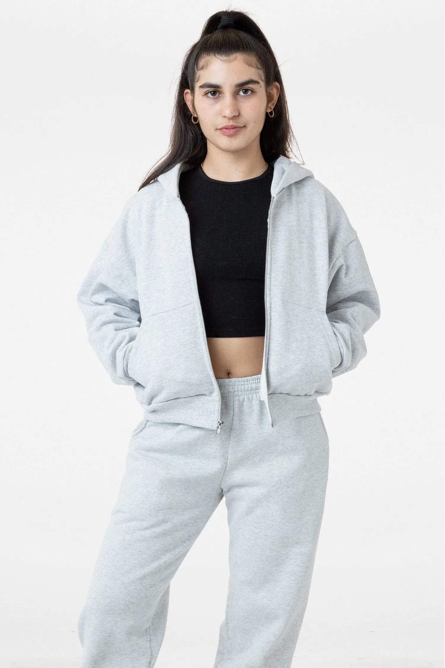 HF16 - 14oz. Cropped Heavy Fleece Zip Up Hooded Sweatshirt