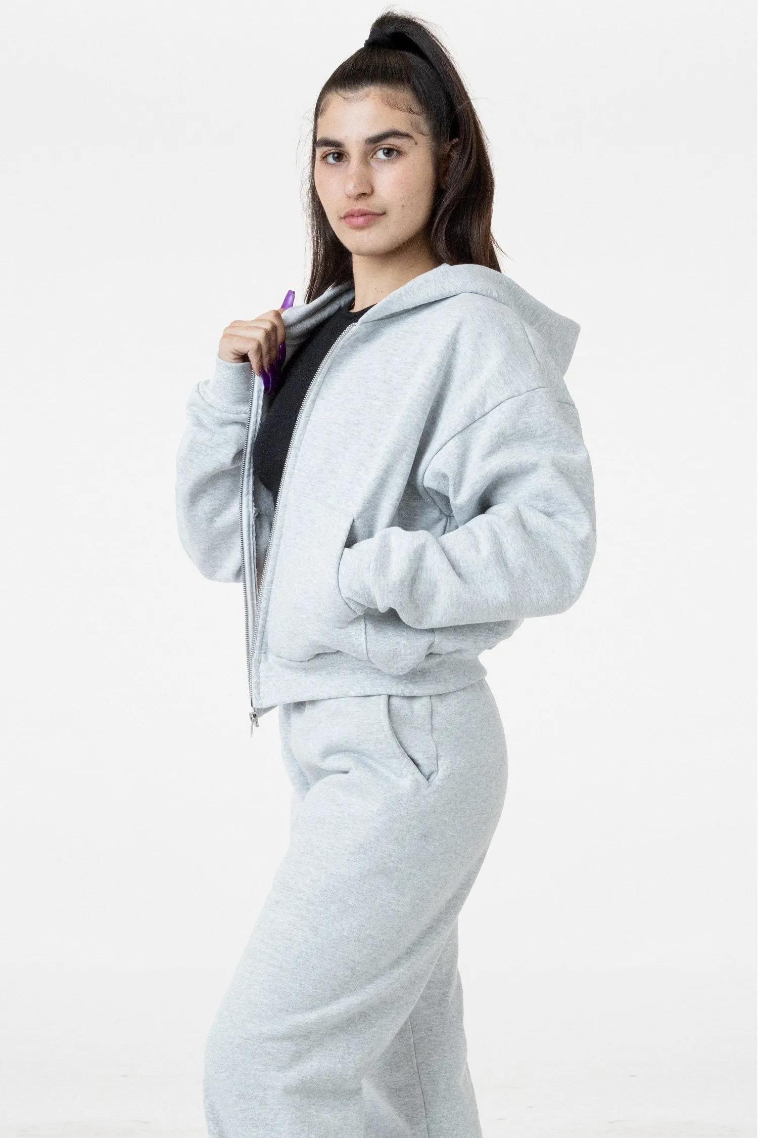 HF16 - 14oz. Cropped Heavy Fleece Zip Up Hooded Sweatshirt