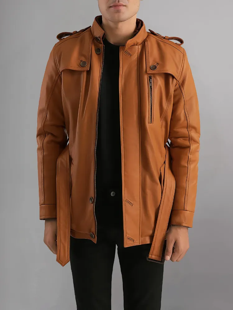 Hunter Tan Brown Leather Coat