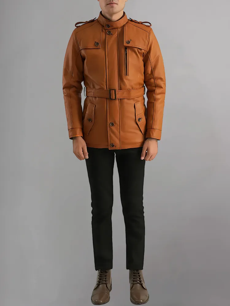 Hunter Tan Brown Leather Coat