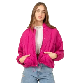 Hyfve Hottest Pink Magenta Quilted Boxy Puffer Jacket