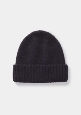 Ink Navy Lambswool Ribbed Beanie