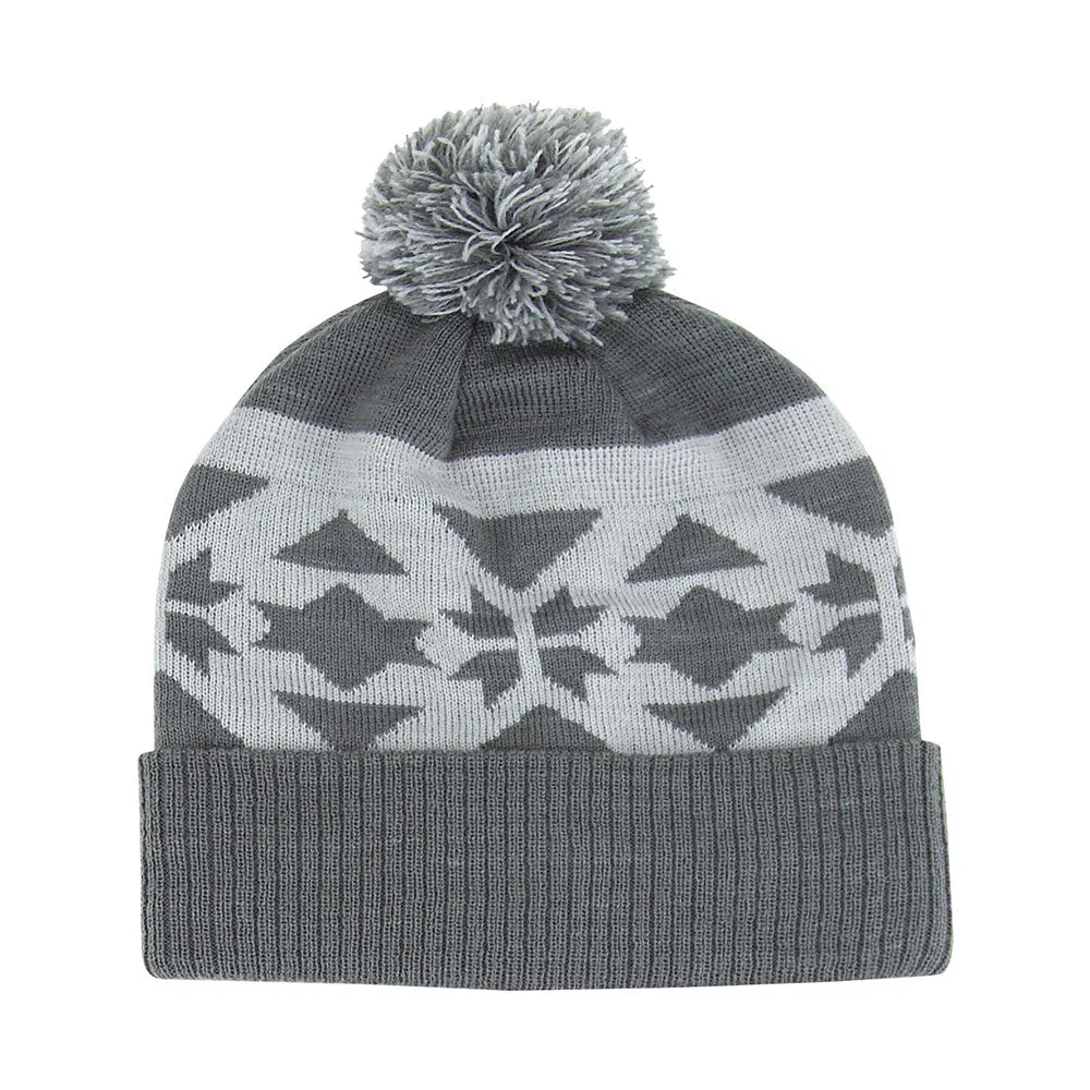 Jacquard Pom Beanie