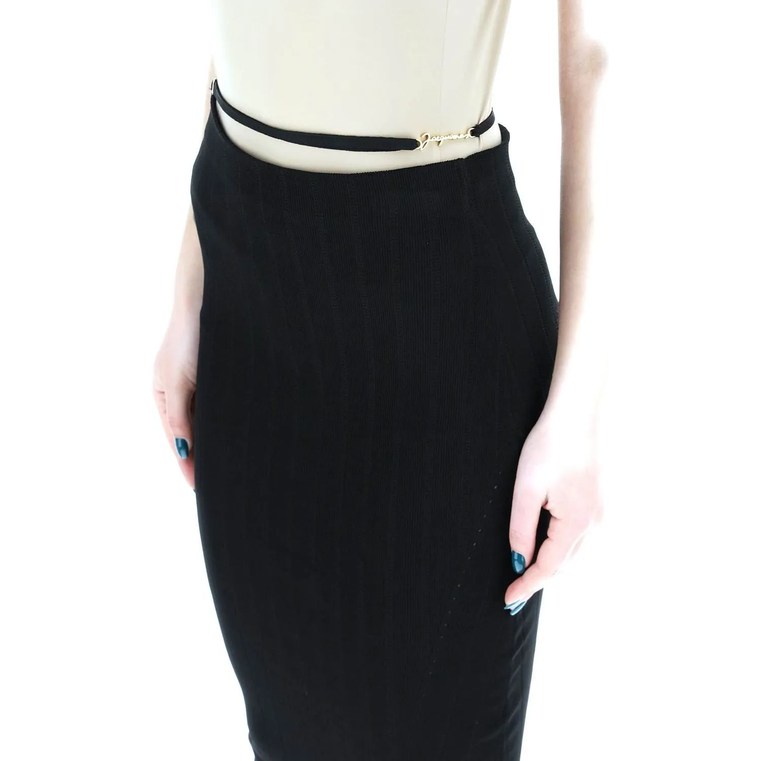 Jacquemus midi skirt ribbed stretch viscose knit