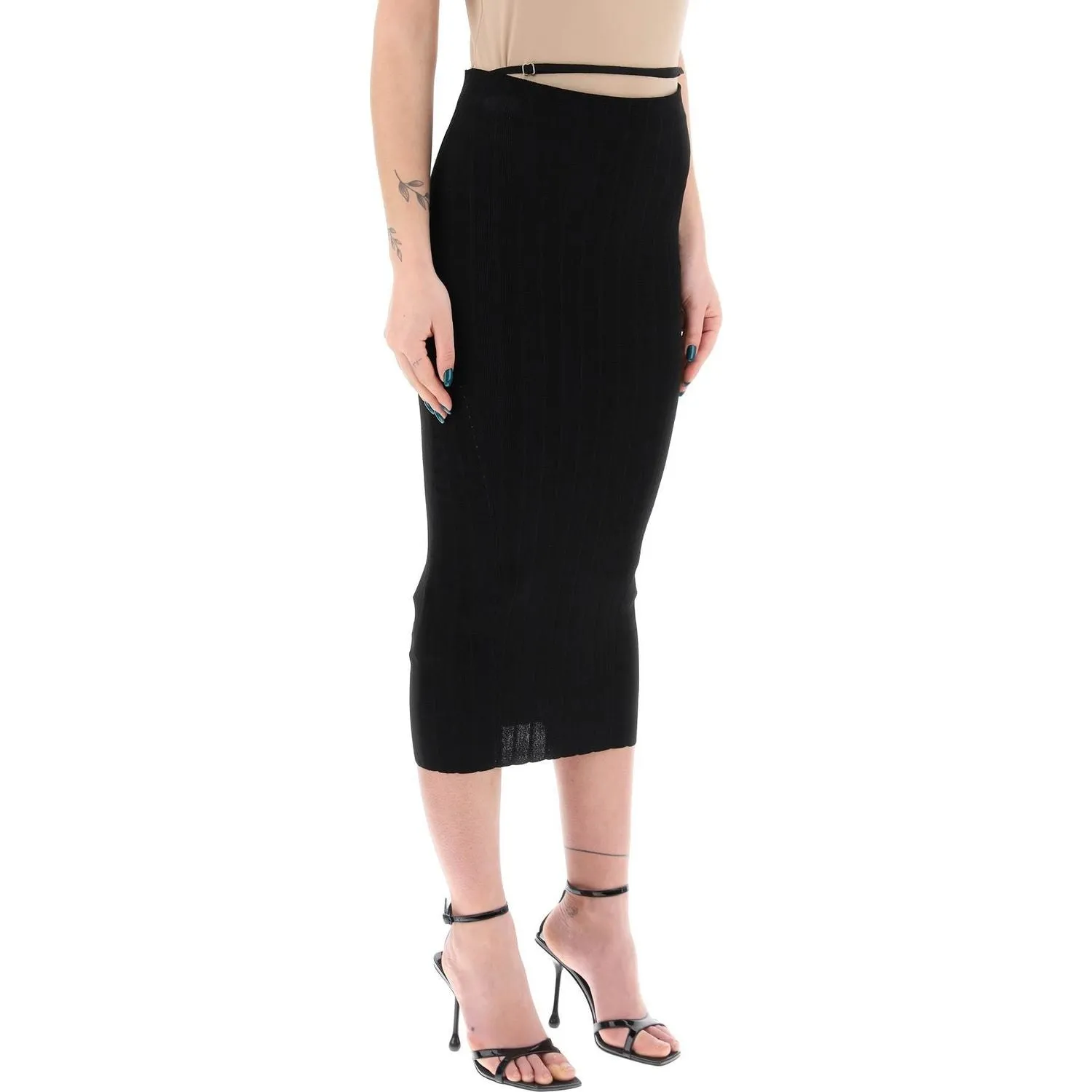 Jacquemus midi skirt ribbed stretch viscose knit