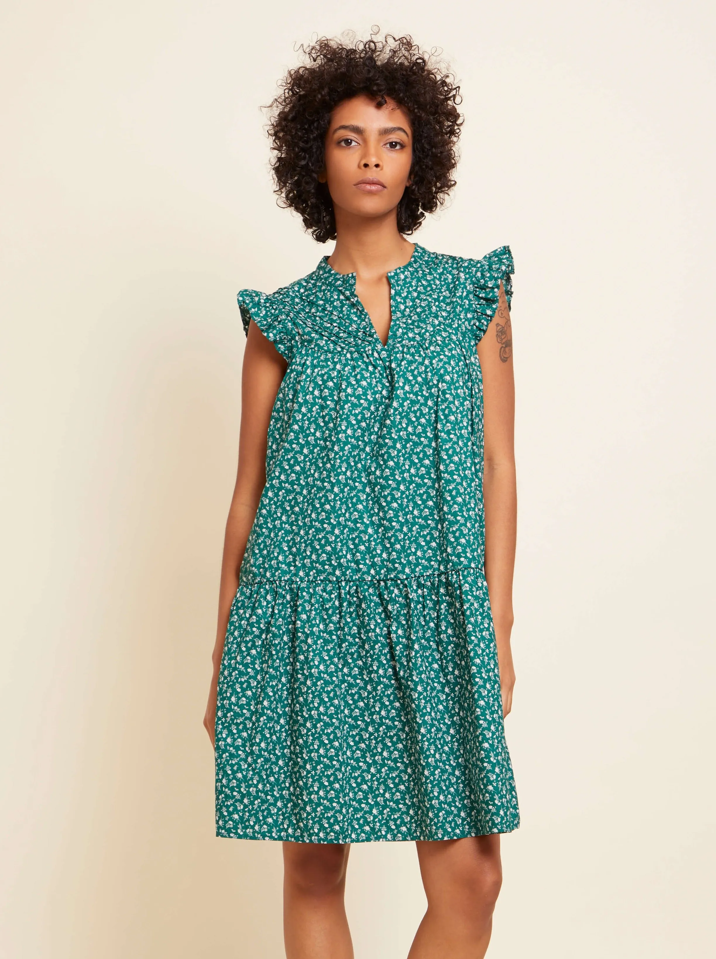 Jasmine Dress - Emerald Floral