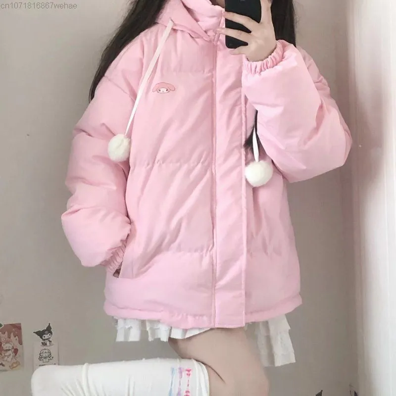 Kawaii My Melody Jacket Womens Pink Puffer Jacket