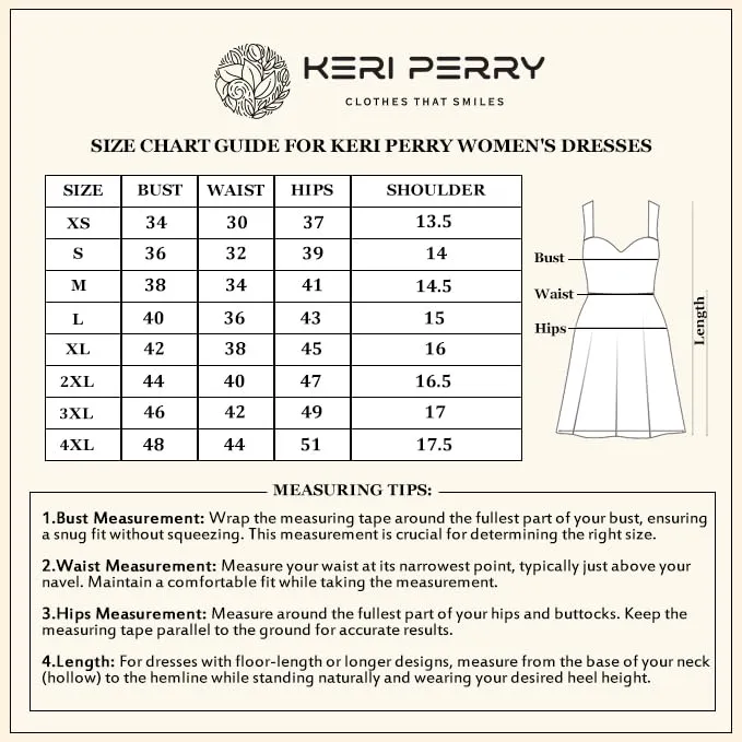 KERI PERRY Women's Sky Blue Georgette Floral Fit & Flared Western Dress | Dress for Women | A line Dress | Winter Dress | Western Dress | Latest Women Dress | Trendy Dress | Midi Dress