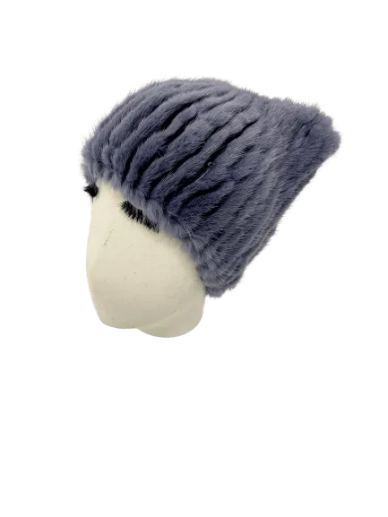 KNITTED MINK BEANIE LAVENDER