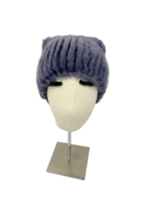 KNITTED MINK BEANIE LAVENDER