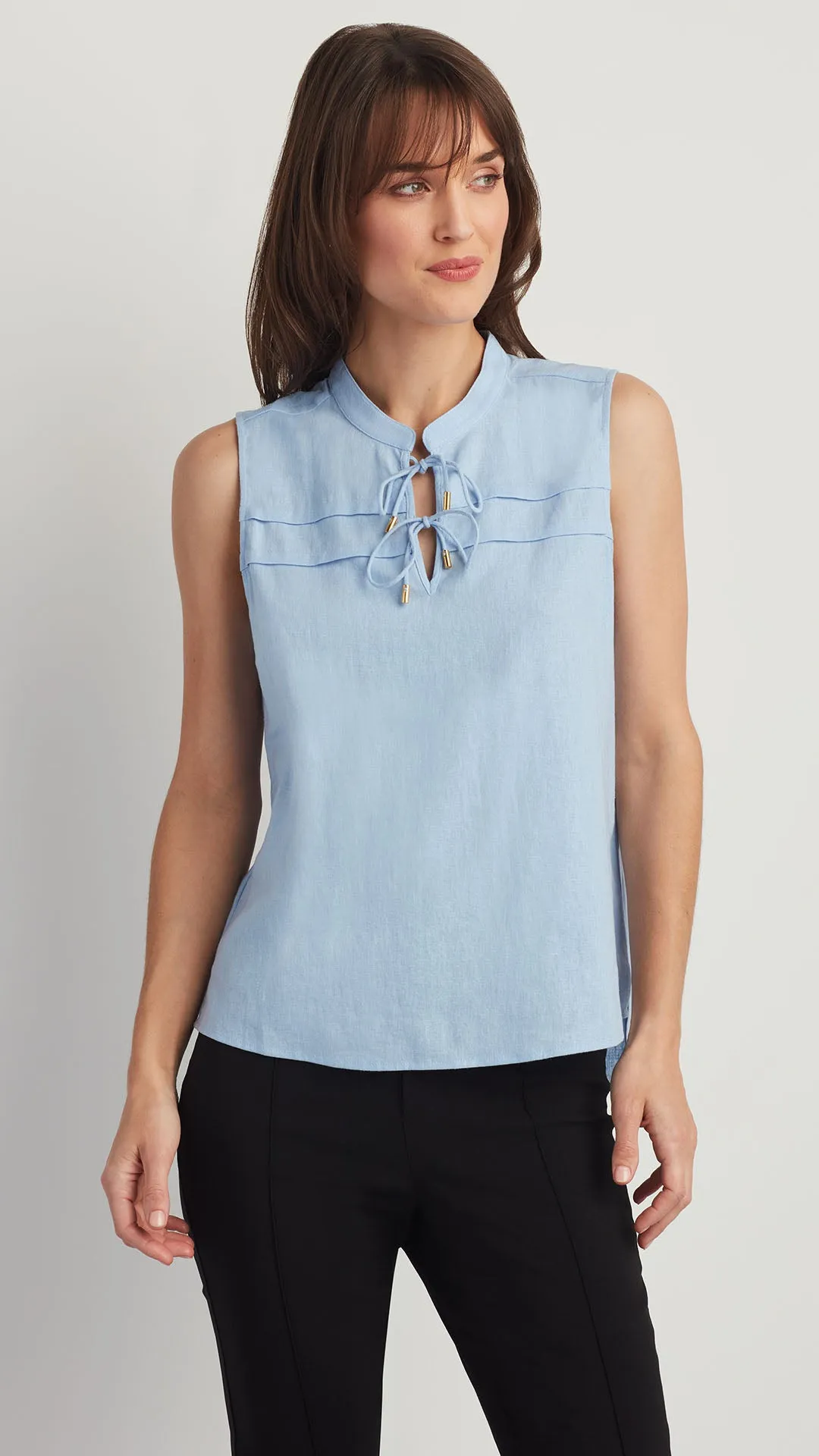 LINEN BLEND SLEEVELESS TOP