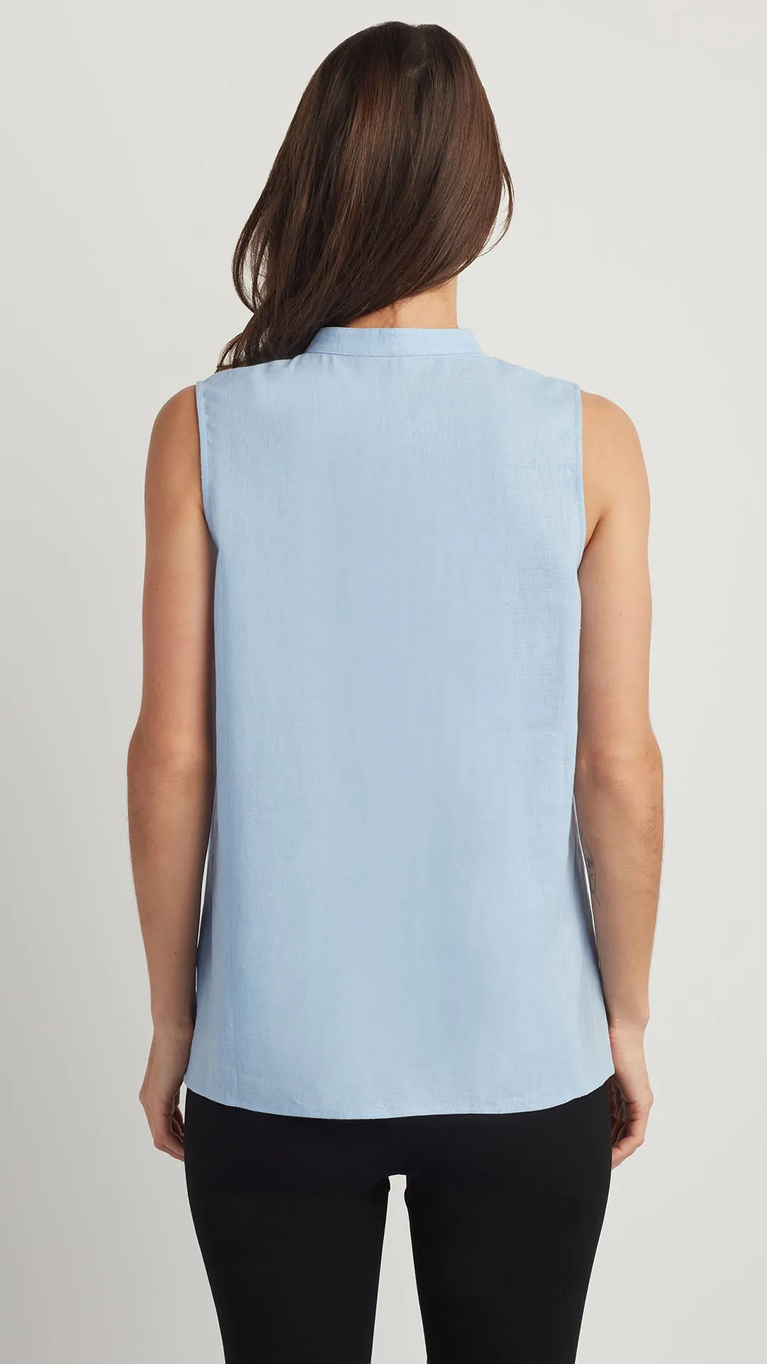 LINEN BLEND SLEEVELESS TOP