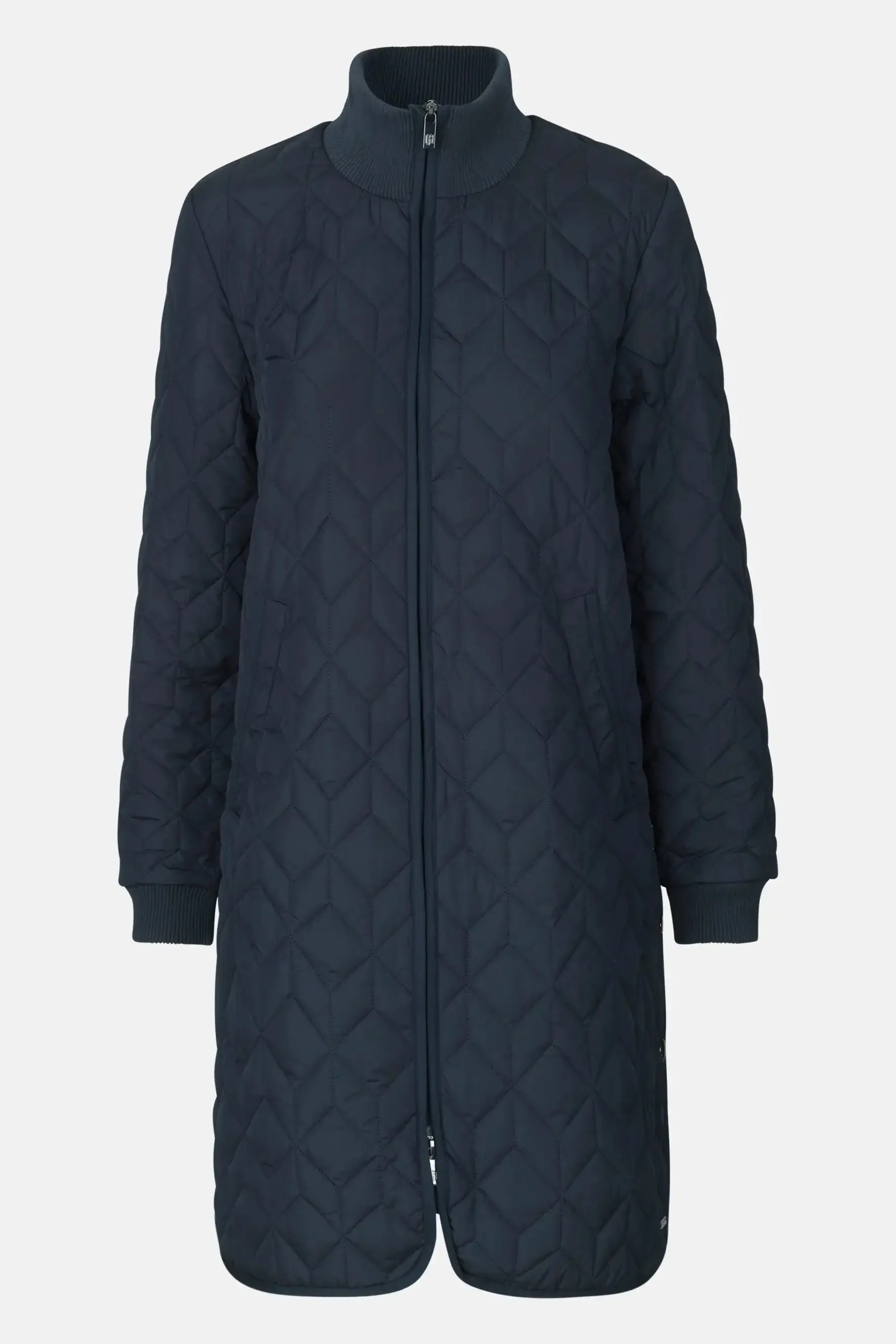 LONG QUILT COAT DARK INDIGO