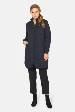 LONG QUILT COAT DARK INDIGO