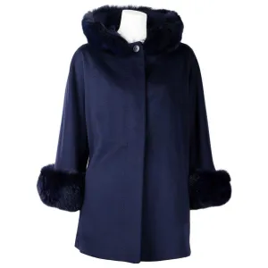 Made in Italy Elegant Virgin Wool Short Coat with Fur Detail