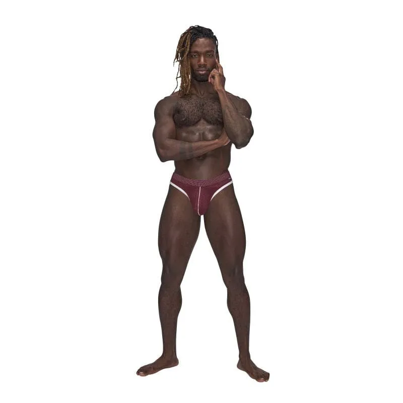 Male Power Sport Mesh Thong Burgundy