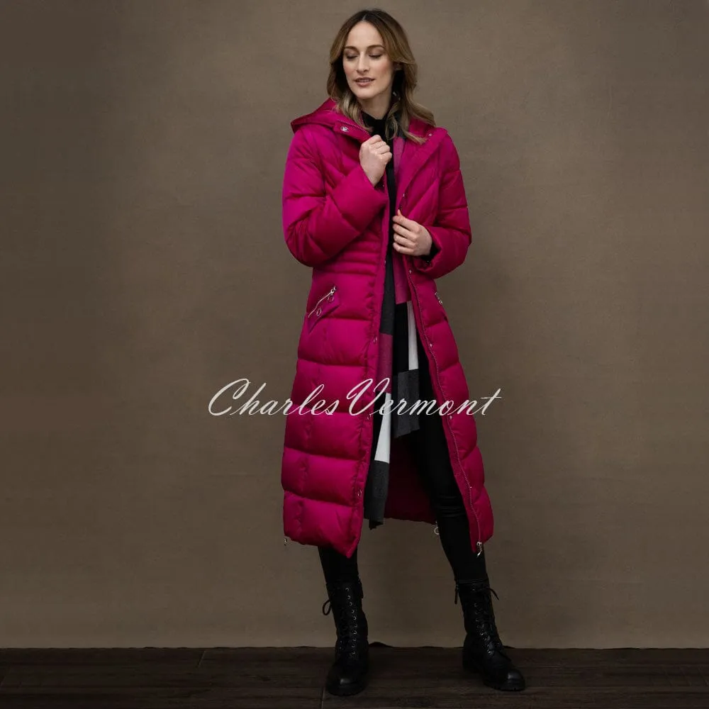 Marble 2 in 1 Long Length Hooded Quilted Coat – style 6399-181 (Raspberry)